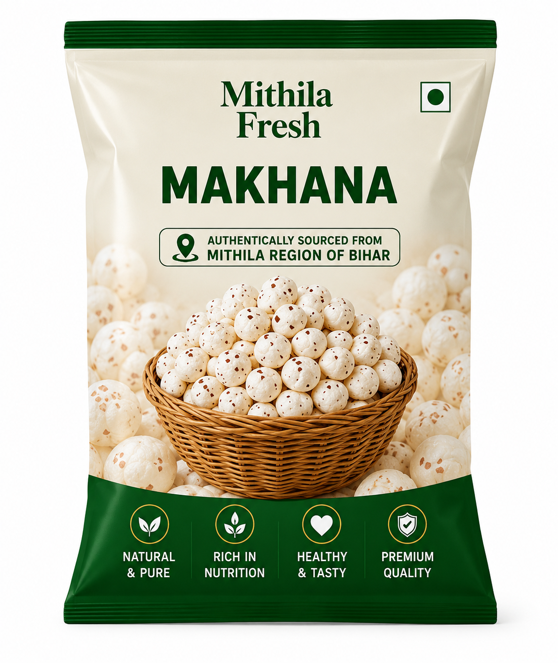 Mithila Fresh Premium Makhana 200g packaging